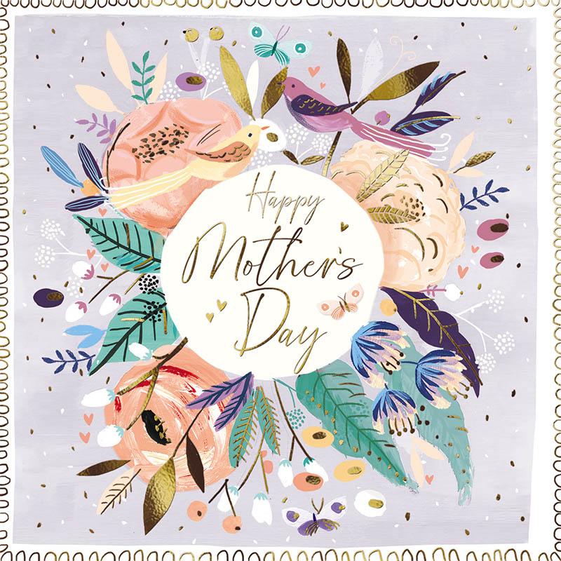 Mothers Day Card: Flowers Leaves