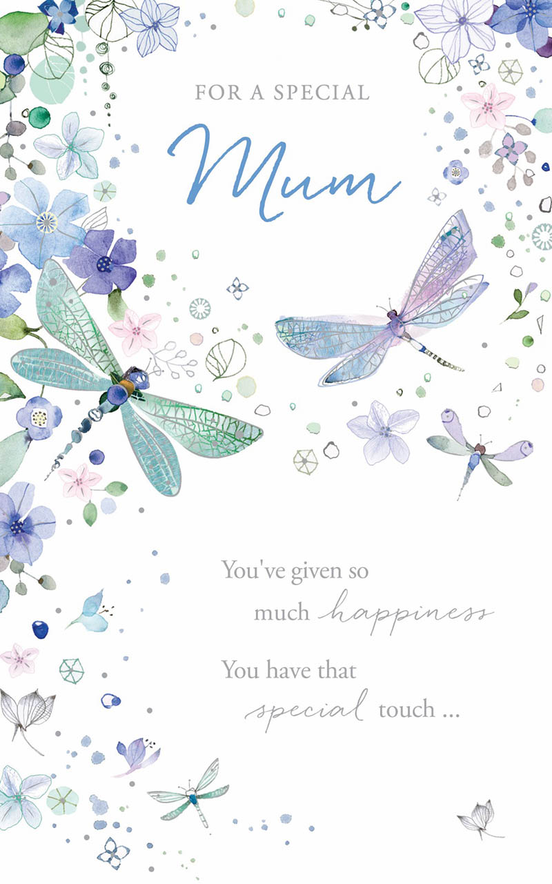 Mothers Day Card: Tall Specl Mum Dragonflies