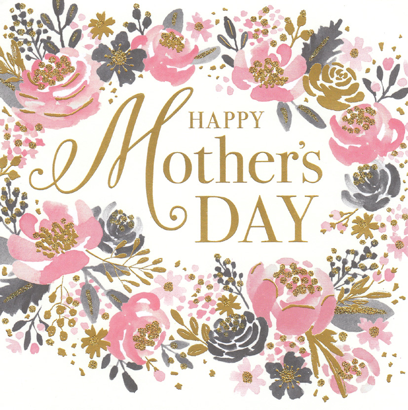 Mothers Day Card: Sq Happy Floral