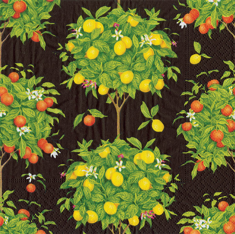 Napkin (Lunch): Citrus Topiary Black
