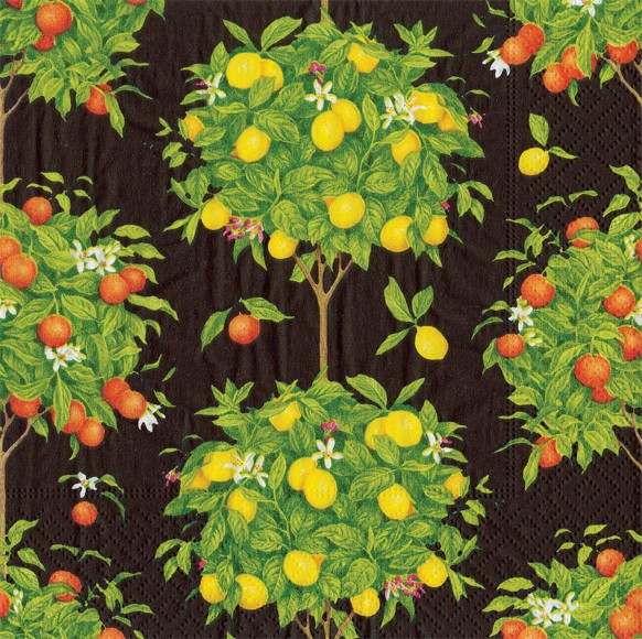 Napkin (Lunch): Citrus Topiary Black