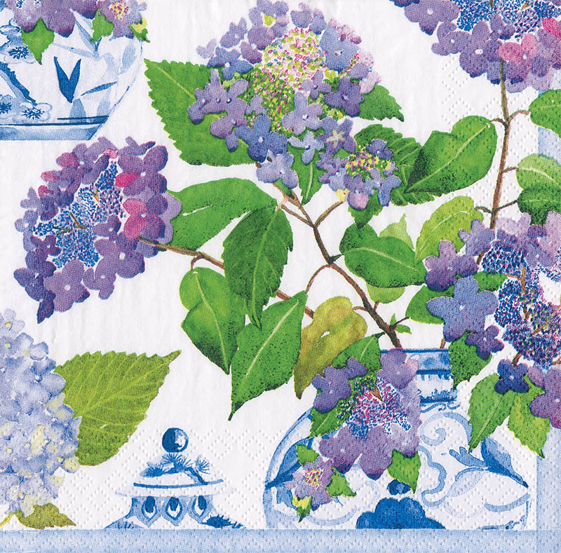 Napkin (Cocktail): Hydrangeas Porcelain