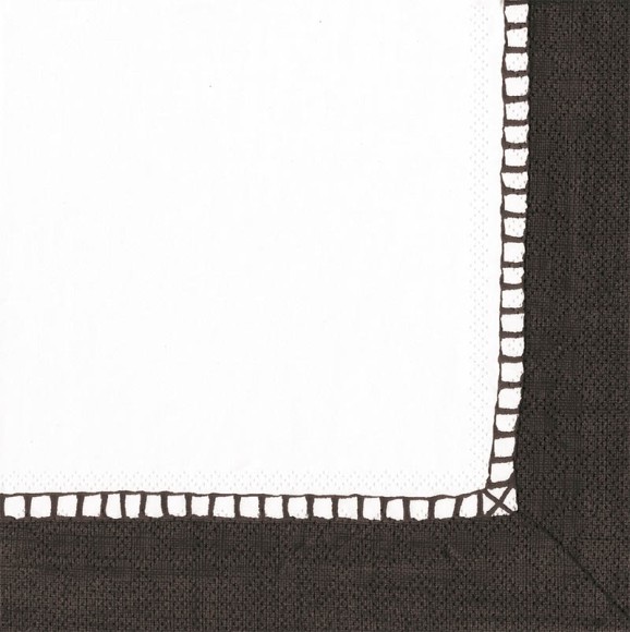 Napkin (Cocktail): Linen Border Black