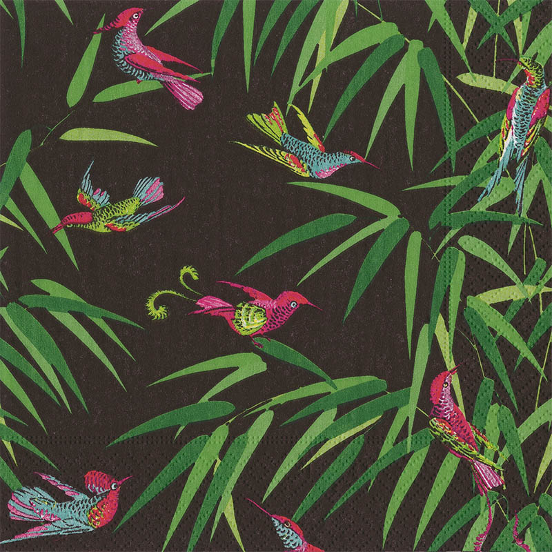 Napkin (Cocktail): Birds Paradise Black