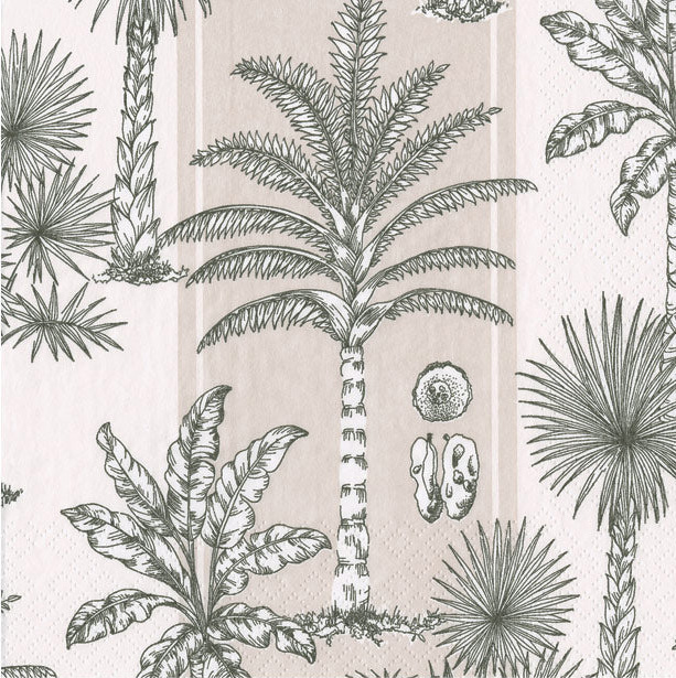 Napkin (Cocktail): Palms White