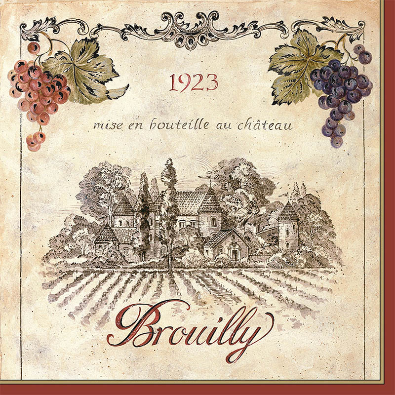 Napkin (Cocktail): Wine Labels Red