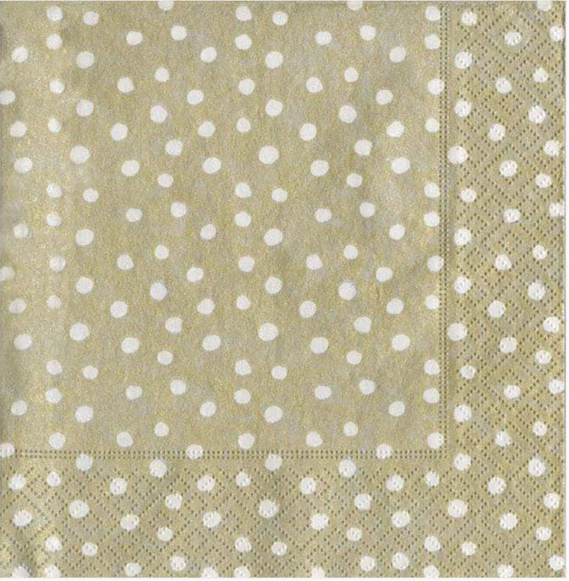 Napkin (Lunch): Dots Gold/Silver