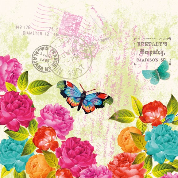 Napkin (Cocktail): Spring Letter