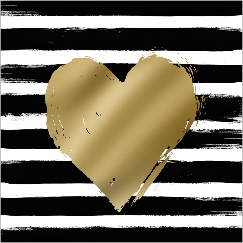 Napkin (Lunch): Heart Stripes Black Gold