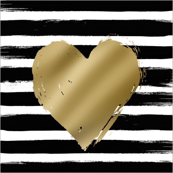 Napkin (Lunch): Heart Stripes Black Gold