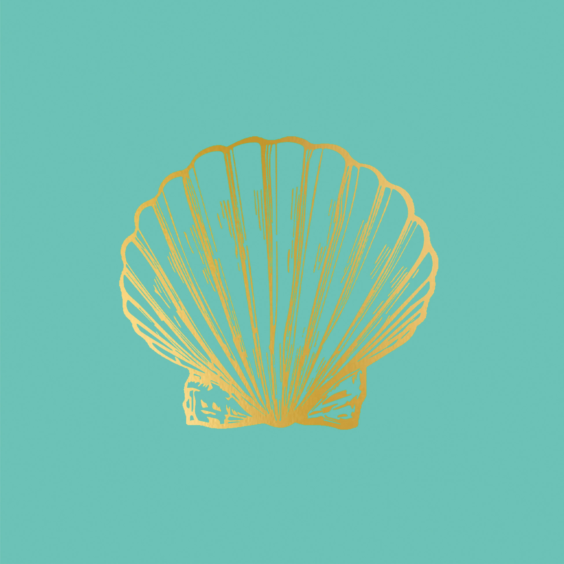 Napkin (Lunch): Golden Shell Aqua