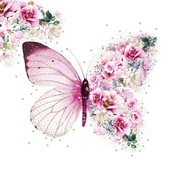 Napkin (Cocktail): Butterfly Flowers