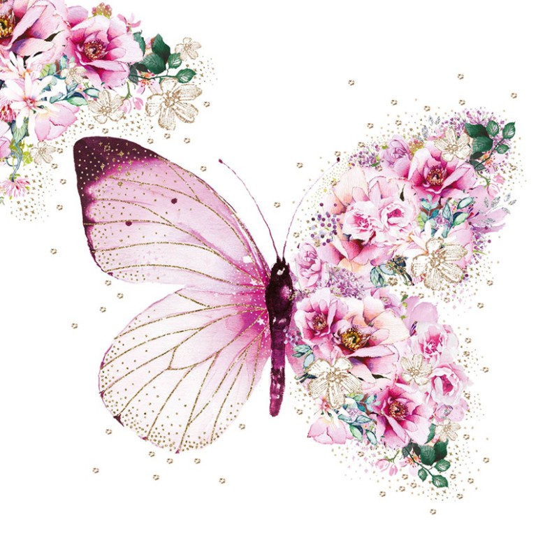 Napkin (Cocktail): Butterfly Flowers