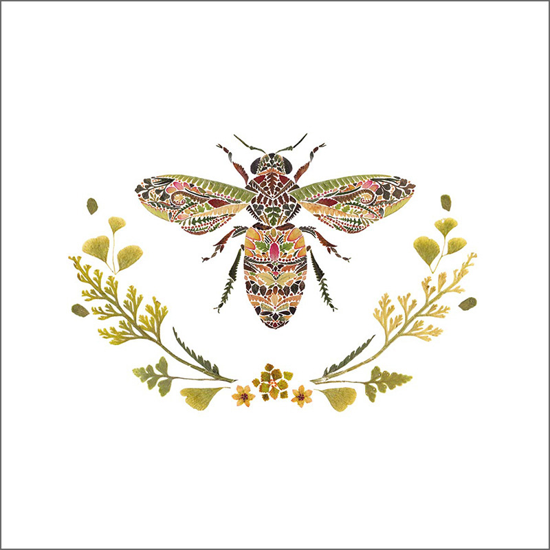 Napkin (Cocktail): Green Bee