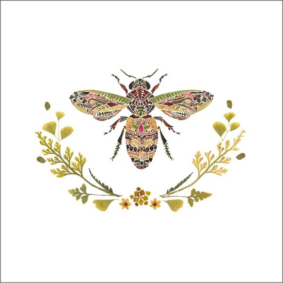 Napkin (Cocktail): Green Bee
