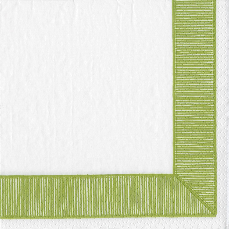 Cocktail Napkin Pack - Ribbon Border Green