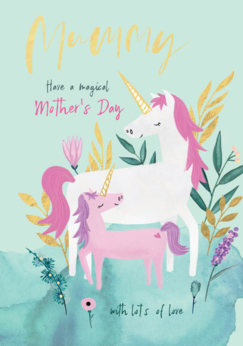 Mothers Day Card: Mummy Unicorns