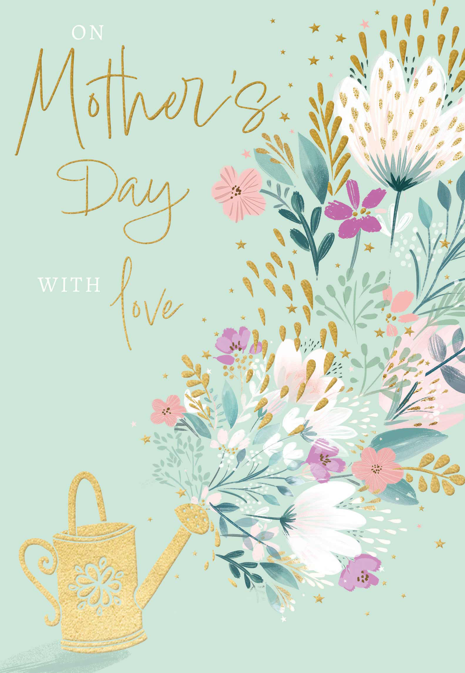 Mothers Day Card: Watering Can Flowers