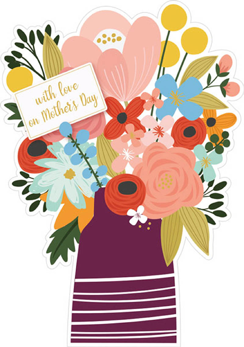 Mothers Day Card: Diecut Floral Vase
