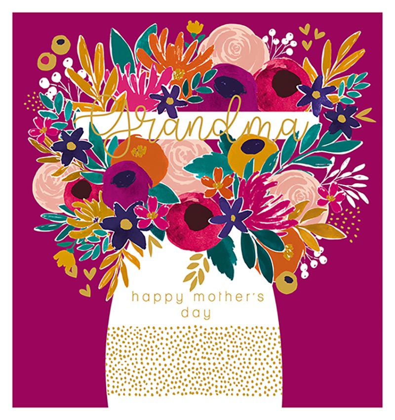 Mothers Day Card: Grandma Flowers In Vase
