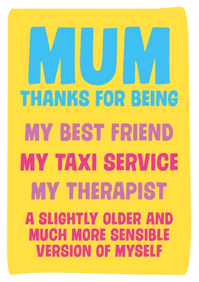 Mothers Day Card: Best Friend Taxi Service
