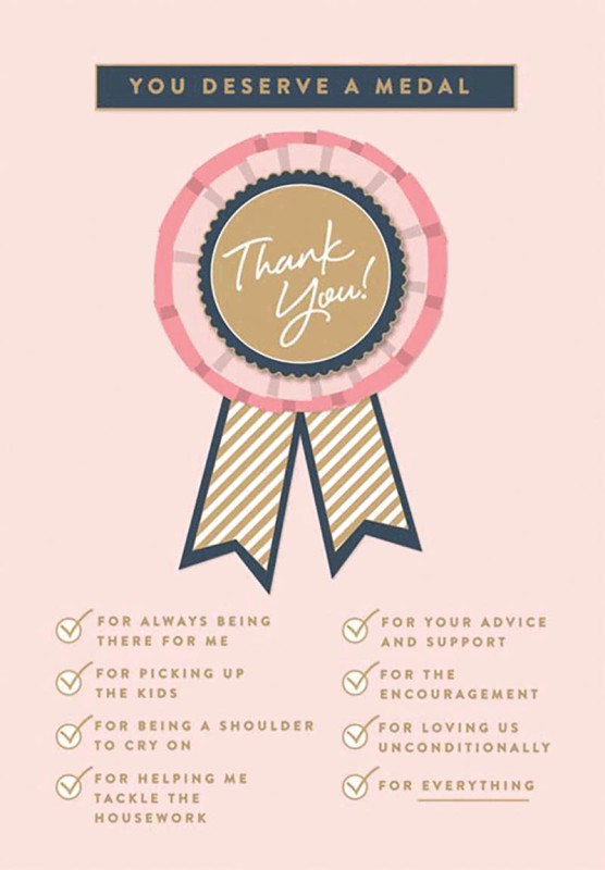 Mothers Day Card: Thank You Medal Thank You