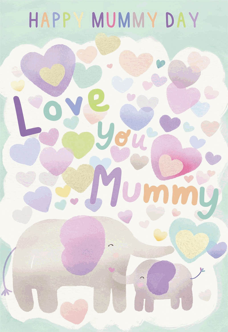 Mothers Day Card: Mummy Two Elephants
