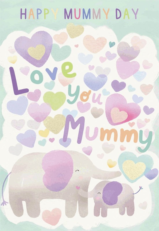 Mothers Day Card: Mummy Two Elephants