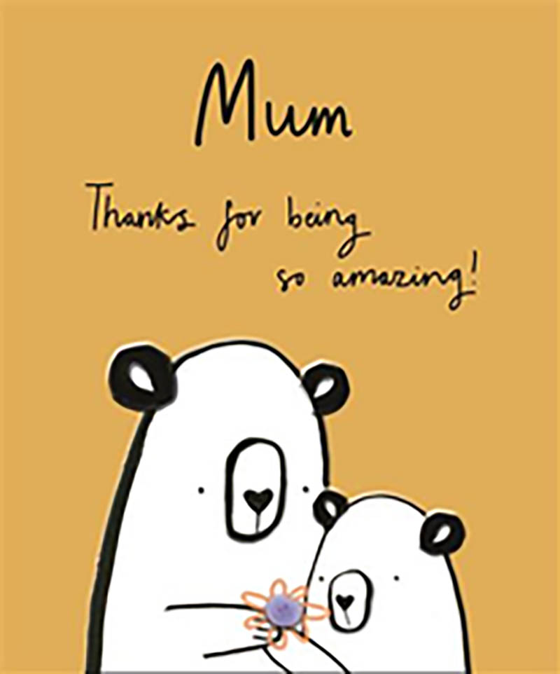 Mothers Day Card: Bears Yellow Flower