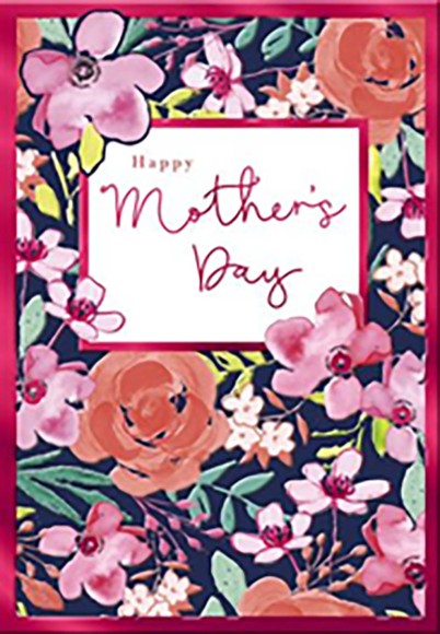 Mothers Day Card: Dark Floral Border