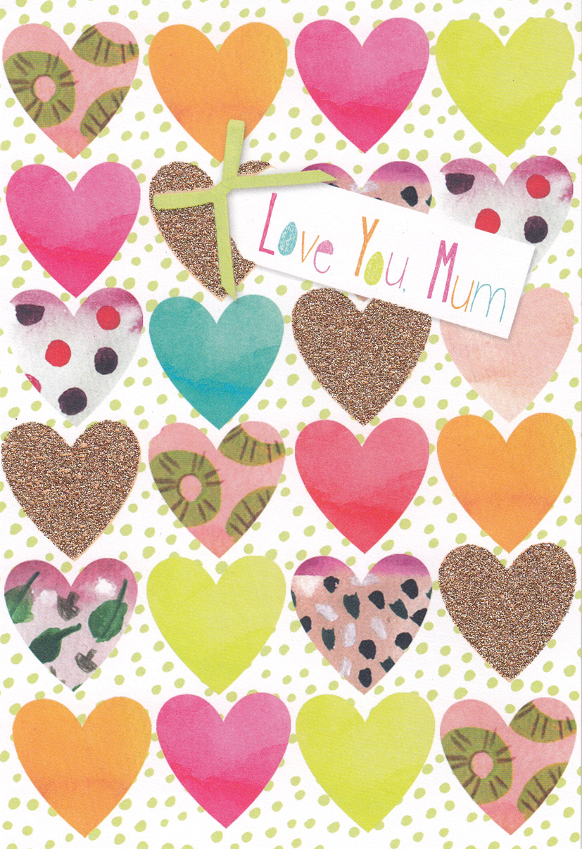 Mothers Day Card: Mum Fruit Hearts