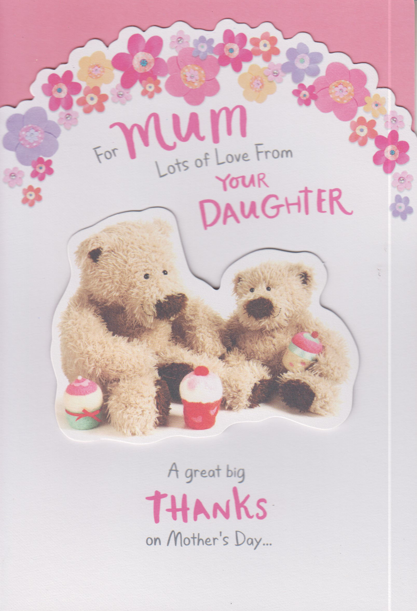 Mothers Day Card: Lge From Dau Teddies