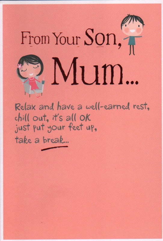 Mothers Day Card: From Son Humour Relax