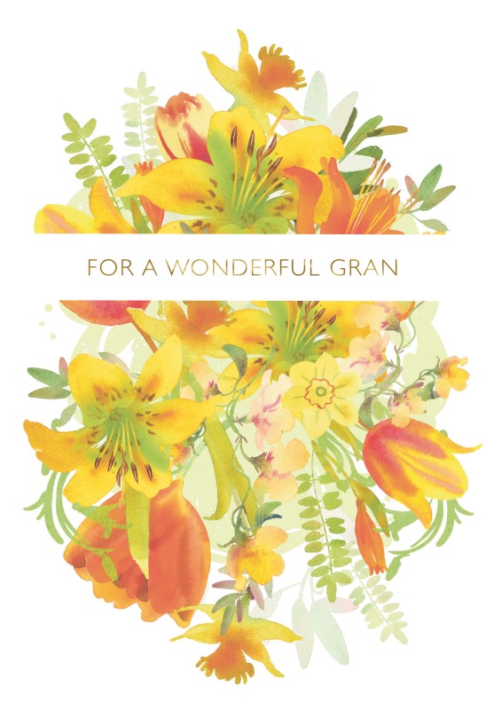 Mothers Day Card: Nana Orange Flowers