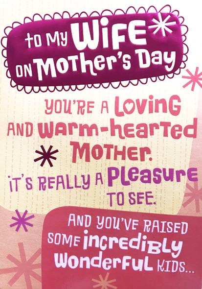 Mothers Day Card: Wife Hum Loving (651660)