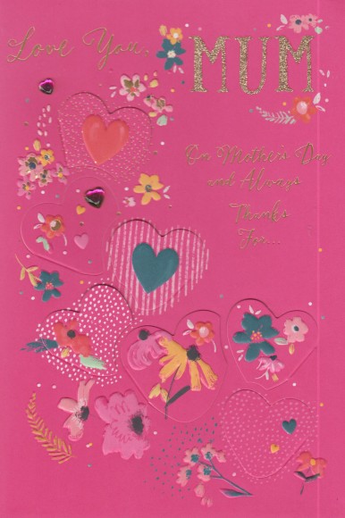 Mothers Day Card: Lge Modern Heart Flaps