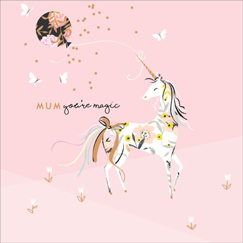 Mothers Day Card: Alma Rose Square Magic Unicorn