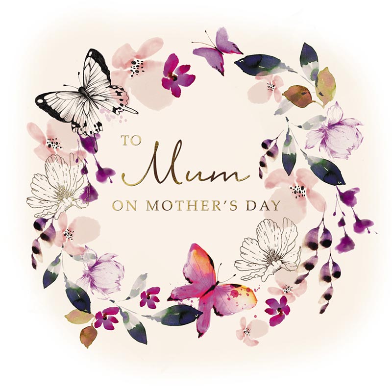 Mothers Day Card: Mum Butterfly Circle