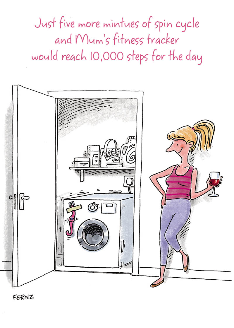 Mothers Day Card: Fitness Tracker Spin Cycle