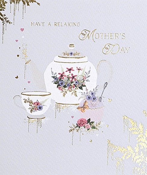 Mothers Day Card: Fern Relaxing Day Teacups
