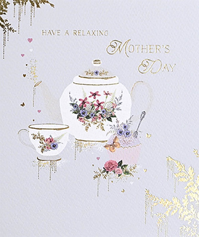 Mothers Day Card: Fern Relaxing Day Teacups