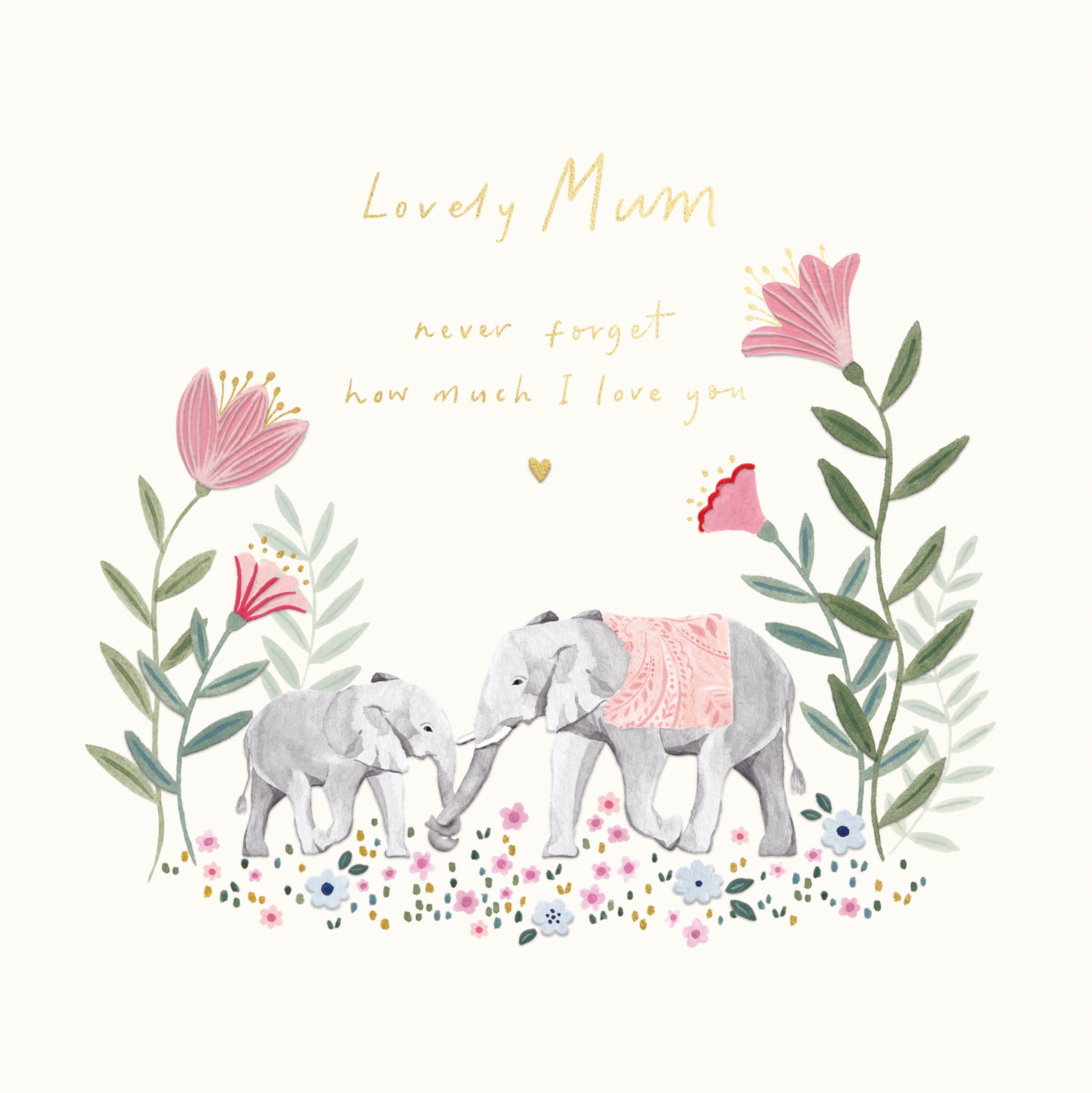 Mothers Day Card: Lovely Mum Elephants