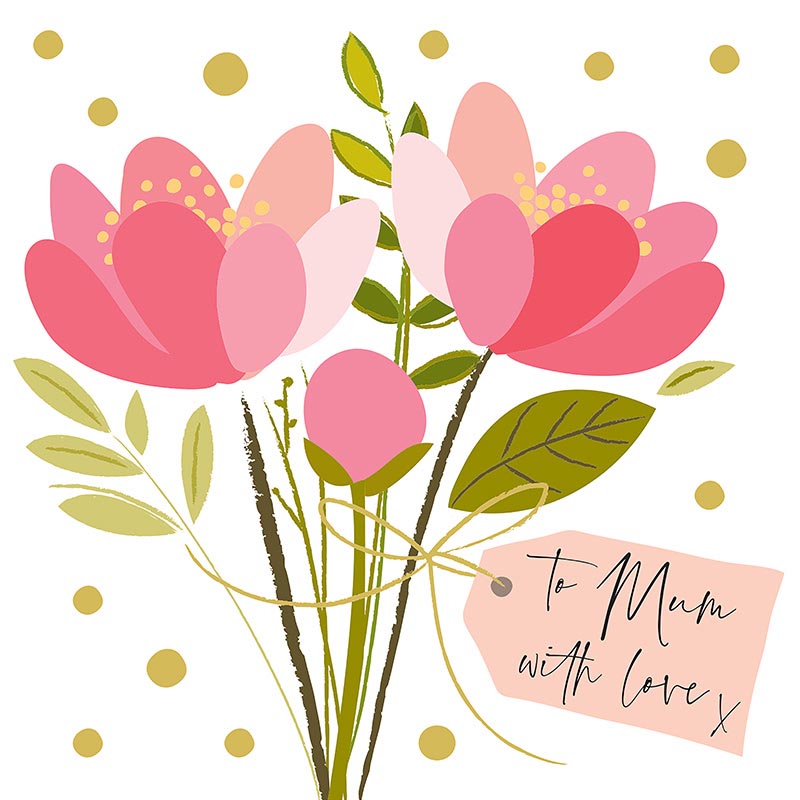 Mothers Day Card: Mum Pink Peonies