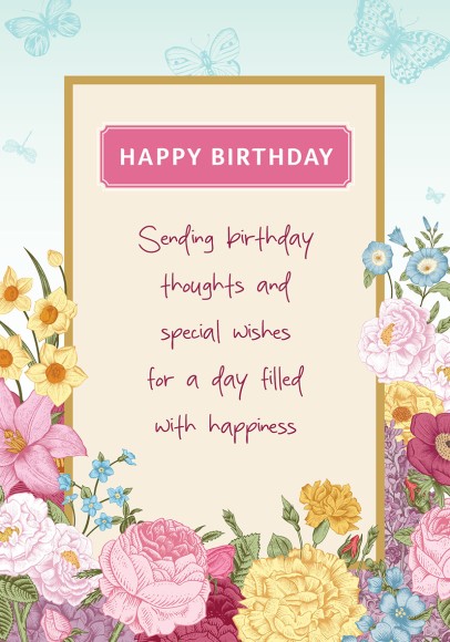 Female Birthday Flowers Butterfly