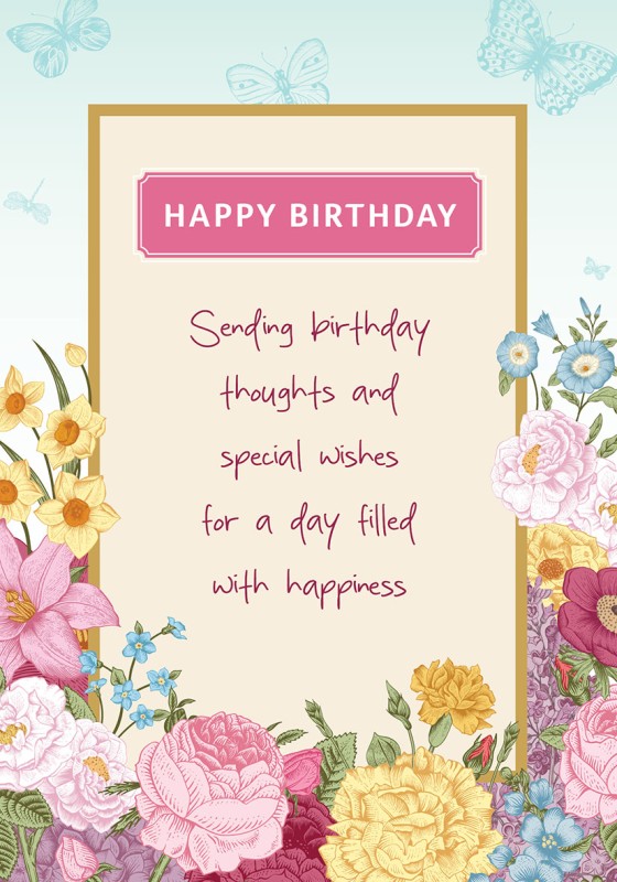 Female Birthday Flowers Butterfly