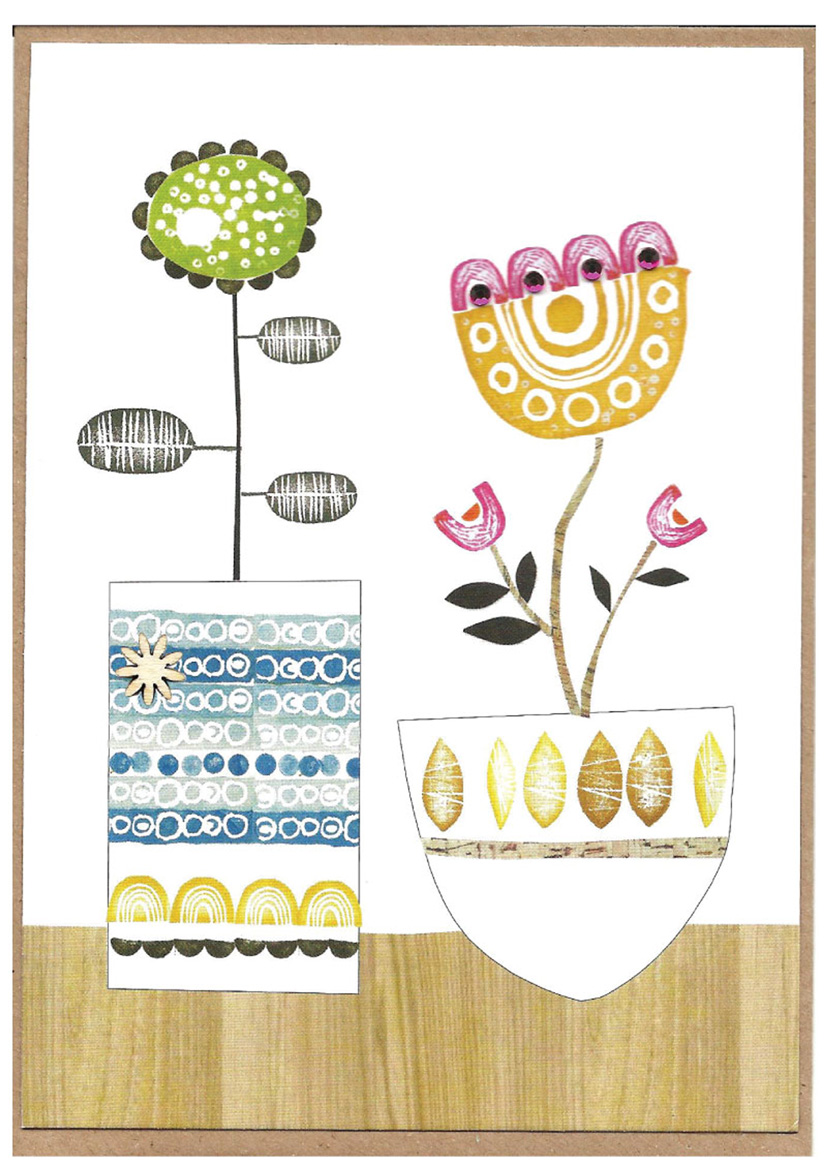 Woodblock: Two Pot Flwrs