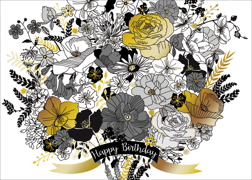 Black White: Birthday Flowers