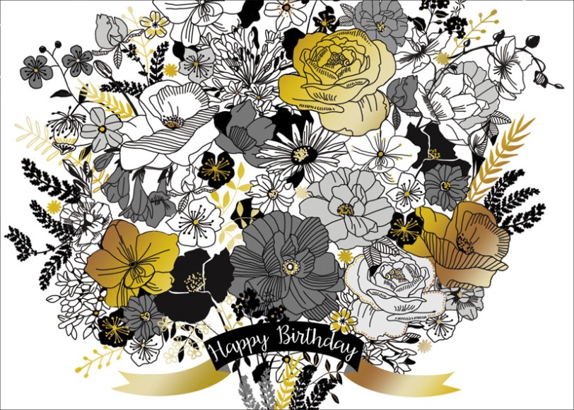 Black White: Birthday Flowers
