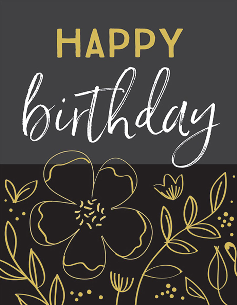 Jot: Birthday Floral Black Grey