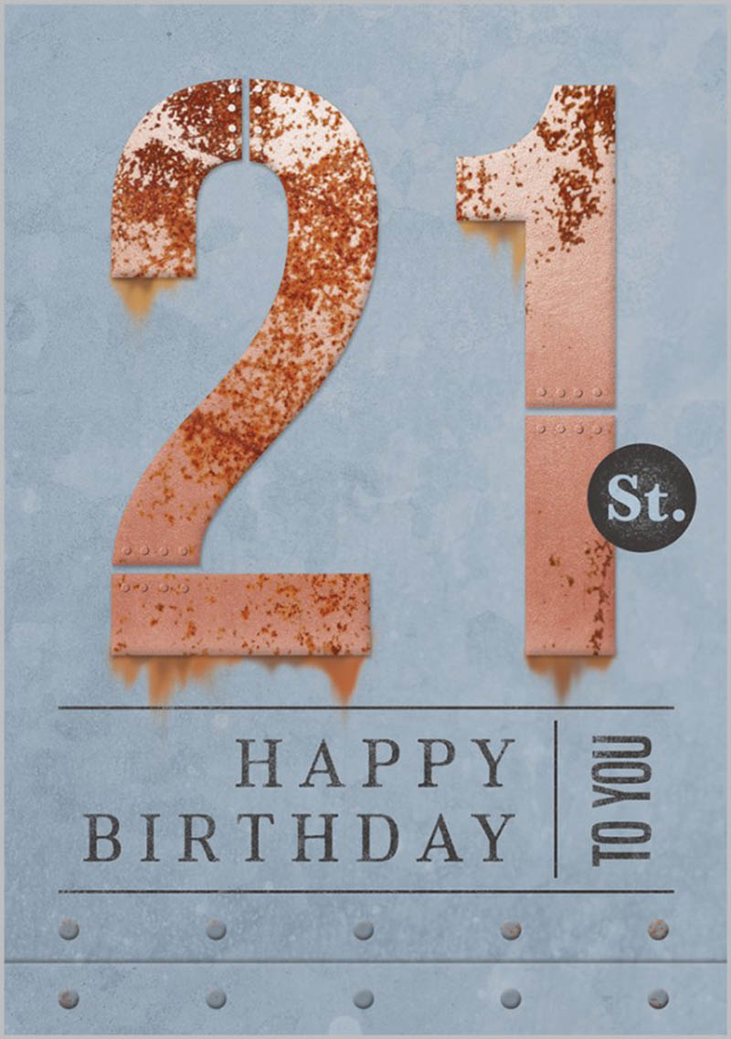 Age 21 Male Birthday Rust Iron